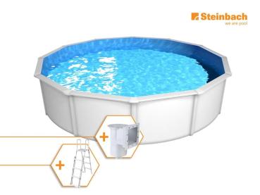 Preview: Steinbach Stahlwandpool Set Nuovo de Luxe II Ø 360 x 120 cm Innenfolie blau 012141